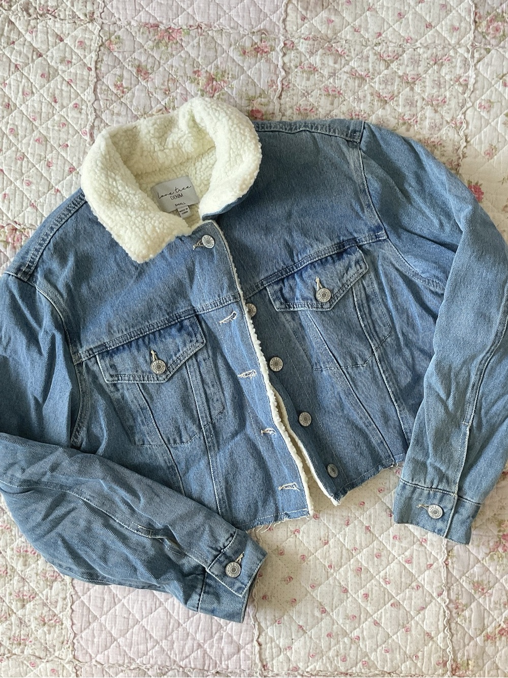 Sherpa-Lined Light Blue Denim Jacket